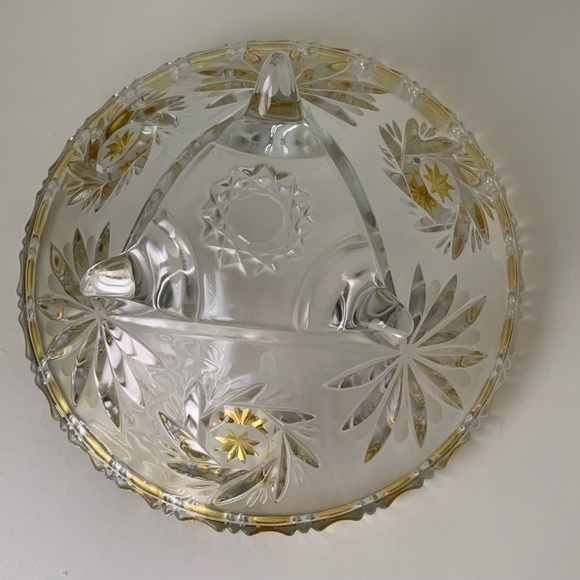 Vintage 1970s glass punch bowl with amber accents - Picture 8 of 9